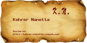 Kehrer Nanetta névjegykártya