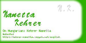 nanetta kehrer business card